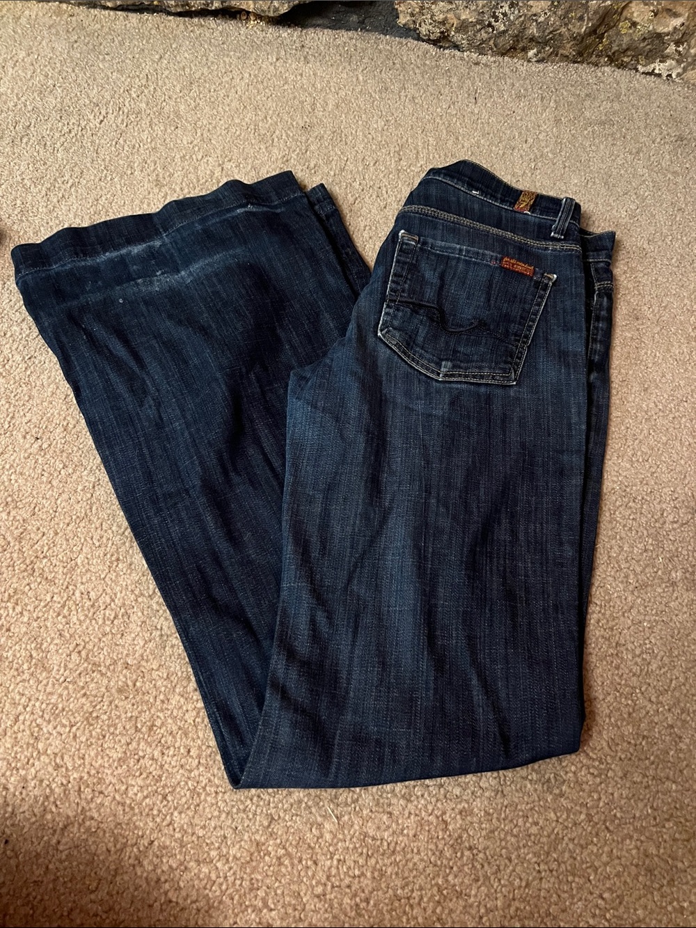 7 For All Mankind Dark Blue Wide Leg Jeans